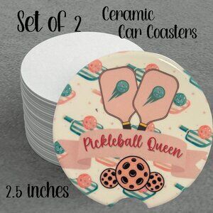 Ceramic Pickleball Car Coasters